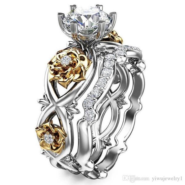 new fashion two-tone 925 sterling silver and 18k yellow gold white sapphire wedding engagement wreath set size 5-12
new fashion two-tone 925 sterling silver and 18k yellow gold white sapphire wedding engagement wreath set size 5-12