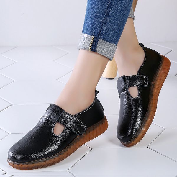 women flat shoes hook loop hollow non slip genuine leather shoes women solid rubber nurse woman round toe, Black
women flat shoes hook loop hollow non slip genuine leather shoes women solid rubber nurse woman round toe, Black
