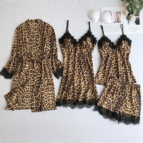 women's robe & gown sets lace bathrobe + night dress 4 four pieces sleepwear sleep set faux silk leopard pattern robe, Black;red
women's robe & gown sets lace bathrobe + night dress 4 four pieces sleepwear sleep set faux silk leopard pattern robe, Black;red