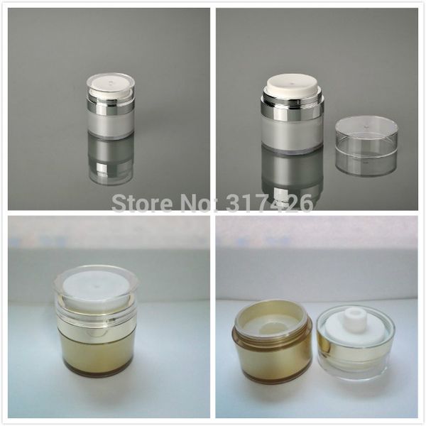 30g pearl white/gold airless cream jar with silver collar ,transparent lid ,airless emulsion bottle ,airless lotion bottle
30g pearl white/gold airless cream jar with silver collar ,transparent lid ,airless emulsion bottle ,airless lotion bottle