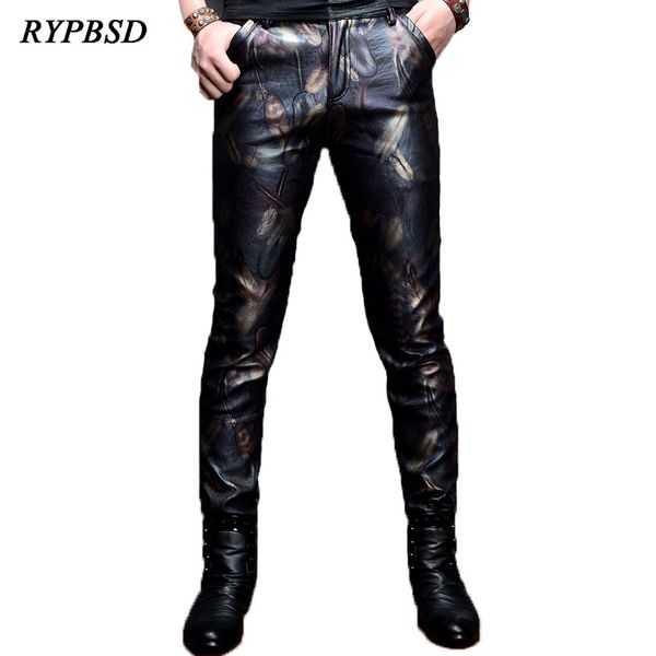 2019 new pu faux leather pants men fashion nightclub club skinny motorcycle feathers printed pu men leather pants, Black
2019 new pu faux leather pants men fashion nightclub club skinny motorcycle feathers printed pu men leather pants, Black