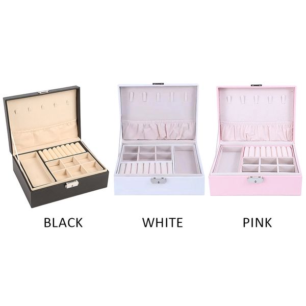 safety lock gifts storage organizer travel portable display tray large capacity home jewelry box 2 layers pu leather durable, Black;white
safety lock gifts storage organizer travel portable display tray large capacity home jewelry box 2 layers pu leather durable, Black;white
