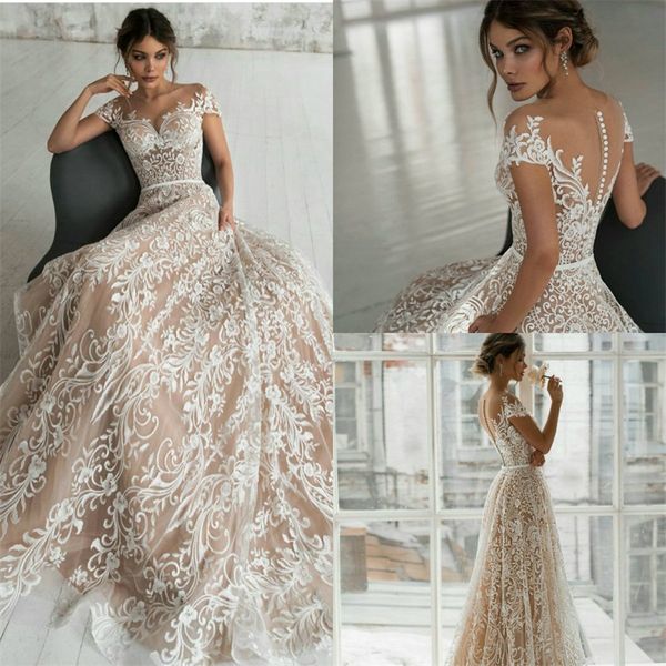 champagne wedding dresses appliqued lace boho sweetheart bridal gown sweep train sleeveless custom made robes de mariée, White
champagne wedding dresses appliqued lace boho sweetheart bridal gown sweep train sleeveless custom made robes de mariée, White