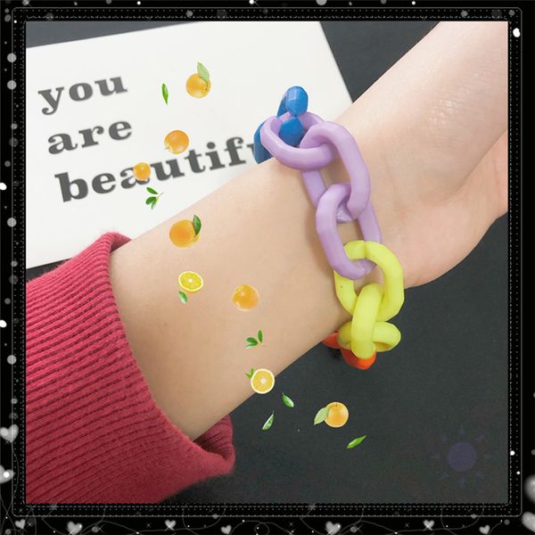 fashion rainbow color acrylic long chain bracelet geometric adjustable chain cool bracelet&bangle for women party jewelry gifts, Black
fashion rainbow color acrylic long chain bracelet geometric adjustable chain cool bracelet&bangle for women party jewelry gifts, Black