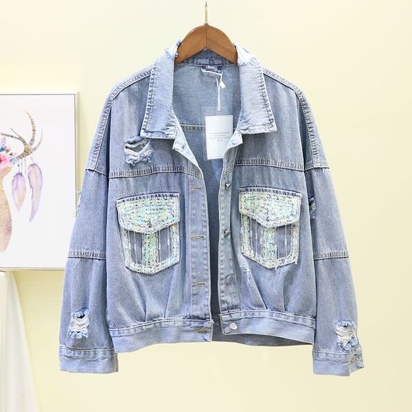 spring women punk coat sequins denim jacket jeans long sleeve casual loose outerwear autumn female students diamonds denim coat, Black;brown
spring women punk coat sequins denim jacket jeans long sleeve casual loose outerwear autumn female students diamonds denim coat, Black;brown