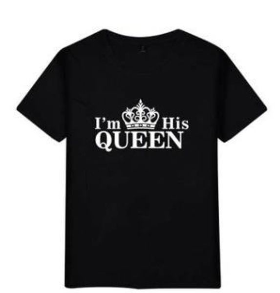 queen tees short sleeved mens lovers t shirts summer i am her king i am his, White;black