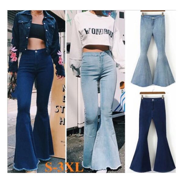 high waist women jeans bell bottoms flared denim pants pure color high-waist cowboy blue dark in stock
high waist women jeans bell bottoms flared denim pants pure color high-waist cowboy blue dark in stock