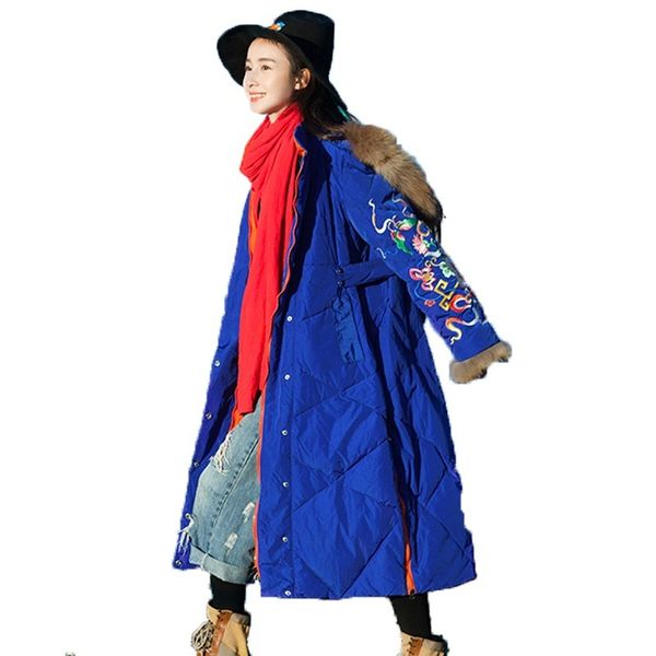 new winter chinese national style embroidery long white duck down jacket coat women hooded hat snow wear overcoat b146, Black
new winter chinese national style embroidery long white duck down jacket coat women hooded hat snow wear overcoat b146, Black