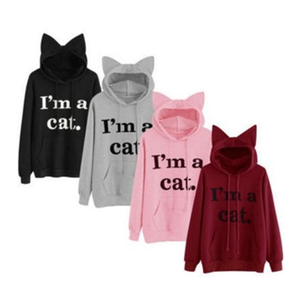 women's hoodies with cat ear lovely casual women clothing long sleeves sports apparel, Black
women's hoodies with cat ear lovely casual women clothing long sleeves sports apparel, Black