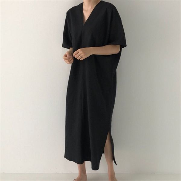 casual dresses 2021 summer womens loose chic korea cotton linen minimalism vintage lazy short sleeve girl female dress e075, Black;gray
casual dresses 2021 summer womens loose chic korea cotton linen minimalism vintage lazy short sleeve girl female dress e075, Black;gray