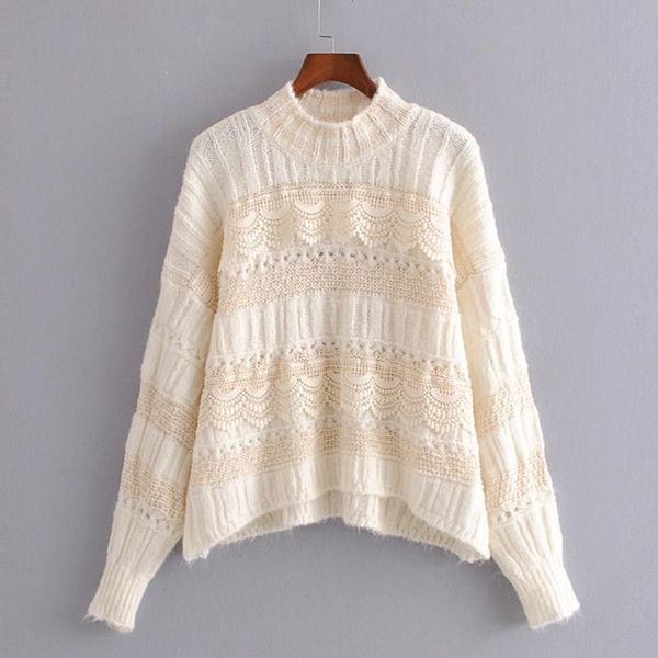 2019 fashion patchwork lace women sweaters pullovers long sleeve fall winter sweaters hollow out knitted jumper, White;black
2019 fashion patchwork lace women sweaters pullovers long sleeve fall winter sweaters hollow out knitted jumper, White;black
