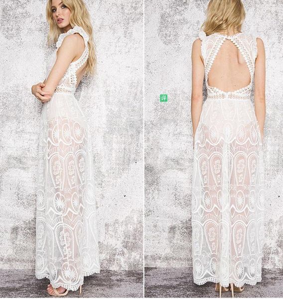 new beach long dress summer women black robe bikini cover up tunic lace sheer dress beach party night club dress, White;black