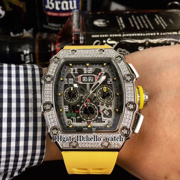 new rm11-03 big date flyback chrono black skeleton dial automatic mens watch steel case diamond bezel yellow rubber strap rm011 watches, Slivery;brown
new rm11-03 big date flyback chrono black skeleton dial automatic mens watch steel case diamond bezel yellow rubber strap rm011 watches, Slivery;brown
