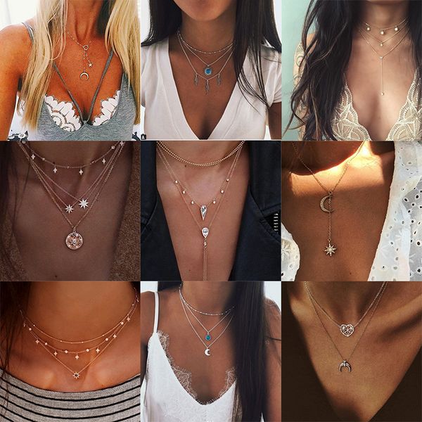 2018 new multilayer crystal moon pendant necklaces for women vintage charm choker necklace statement party jewelry accessories, Golden;silver
2018 new multilayer crystal moon pendant necklaces for women vintage charm choker necklace statement party jewelry accessories, Golden;silver