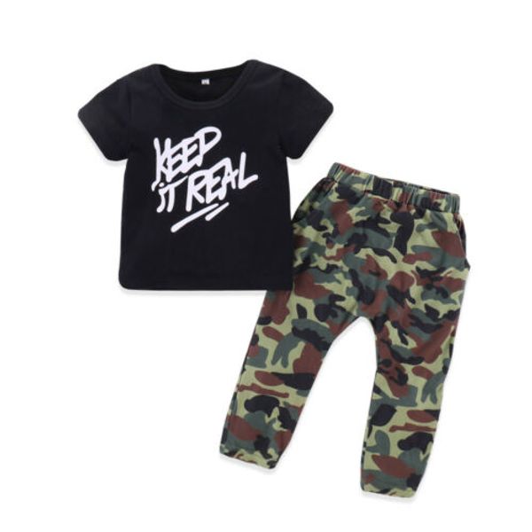fashion toddler baby bibs boy casual t-shirt cotton camo long pants camouflage trouser summer clothes set, White
fashion toddler baby bibs boy casual t-shirt cotton camo long pants camouflage trouser summer clothes set, White