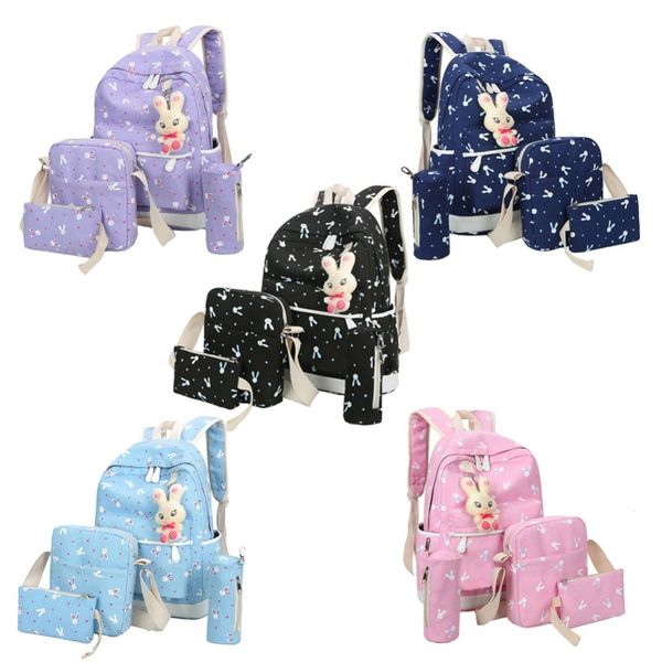 4pcs/sets 2019 women backpacks cartoon rabbit printing canvas schoolbags for teenage girls students children mochila feminina
4pcs/sets 2019 women backpacks cartoon rabbit printing canvas schoolbags for teenage girls students children mochila feminina