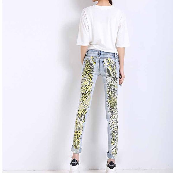 spring autumn new women jeans female was thin feet pencil pants painted leopard print elastic personality flower pants ko119, Blue
spring autumn new women jeans female was thin feet pencil pants painted leopard print elastic personality flower pants ko119, Blue