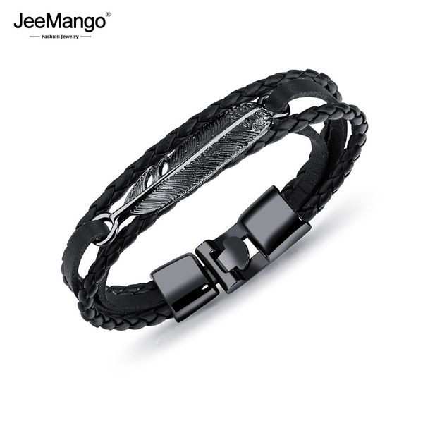 jeemango vintage stainless steel feather wrap bracelet for man multilayer leather bracelets bangles handmade jewelry joph1258, Golden;silver
jeemango vintage stainless steel feather wrap bracelet for man multilayer leather bracelets bangles handmade jewelry joph1258, Golden;silver