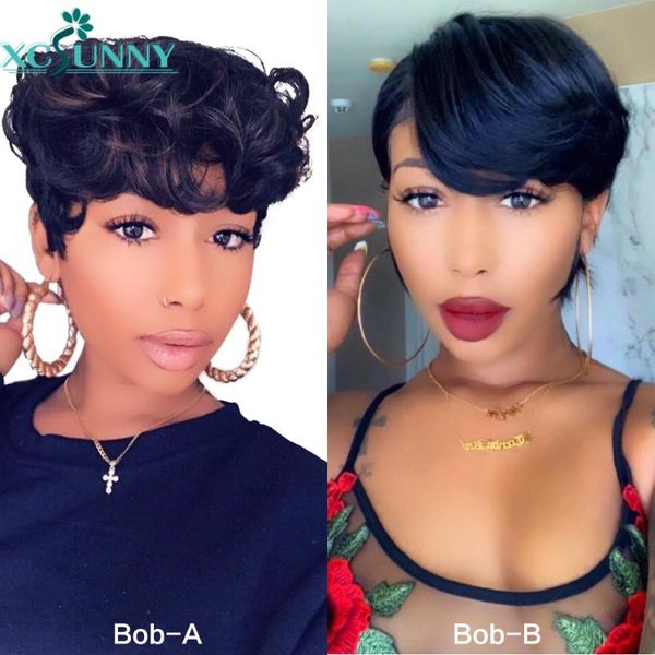 lace wigs 4x4 closure wig curly and straight bob 180 density remy brazilian short human hair for women xcsunny, Black;brown
lace wigs 4x4 closure wig curly and straight bob 180 density remy brazilian short human hair for women xcsunny, Black;brown