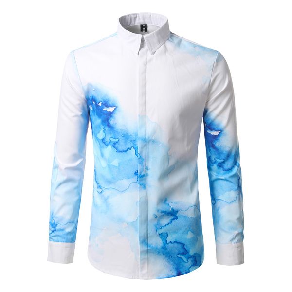 2019 men's printed blouse casual long sleeve slim turn-down collar shirts shirts men shirt camisa masculina camicia uomo, White;black 
2019 men's printed blouse casual long sleeve slim turn-down collar shirts shirts men shirt camisa masculina camicia uomo, White;black