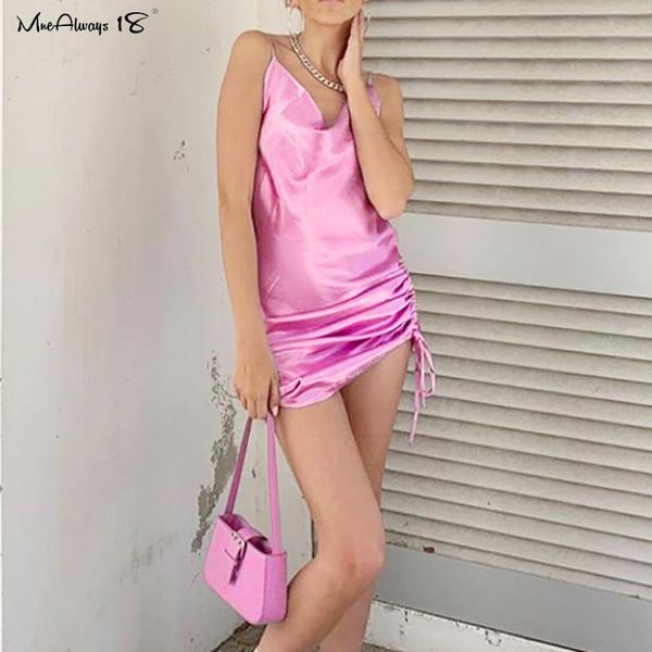 mnealways18 backless satin dress women drawstring spaghetti strap summer pink dress 2020 mini sleeveless silk lace-up, Black;gray
mnealways18 backless satin dress women drawstring spaghetti strap summer pink dress 2020 mini sleeveless silk lace-up, Black;gray