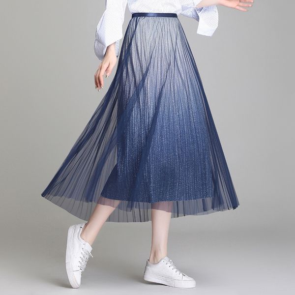 women's skirt 2020 spring new gradual mesh bright silk splicing skirt korean high waist pleated skirt, Black;gray
women's skirt 2020 spring new gradual mesh bright silk splicing skirt korean high waist pleated skirt, Black;gray