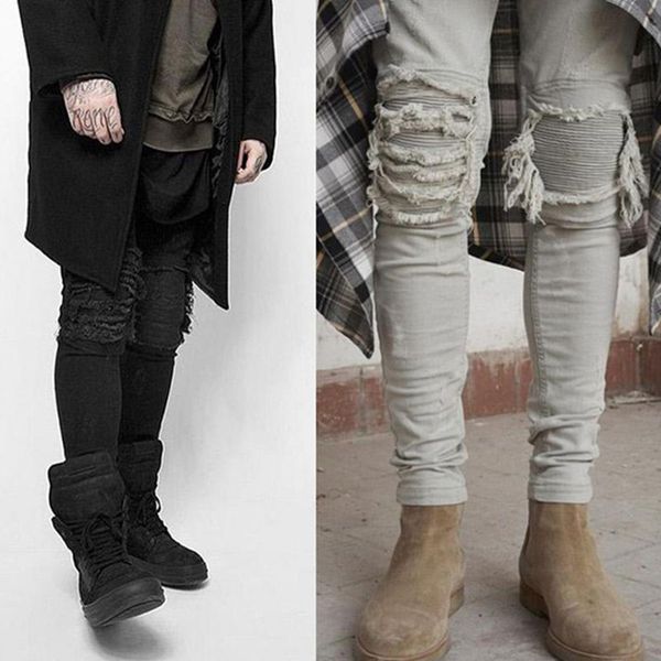 2019 new mens jeans distressed ripped biker jeans slim fit motorcycle biker denim hip hop mens designer pants, Blue
2019 new mens jeans distressed ripped biker jeans slim fit motorcycle biker denim hip hop mens designer pants, Blue