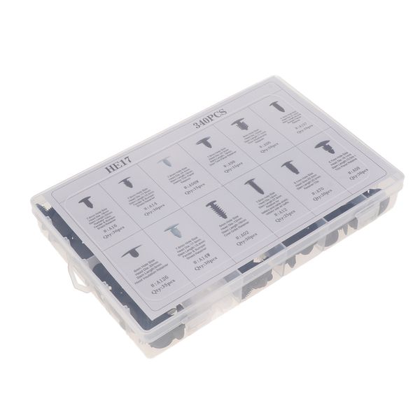 340pcs/set car plastic fasteners retainer kit, most popular sizes, auto push pin rivets trim panel fender bumper clips
340pcs/set car plastic fasteners retainer kit, most popular sizes, auto push pin rivets trim panel fender bumper clips