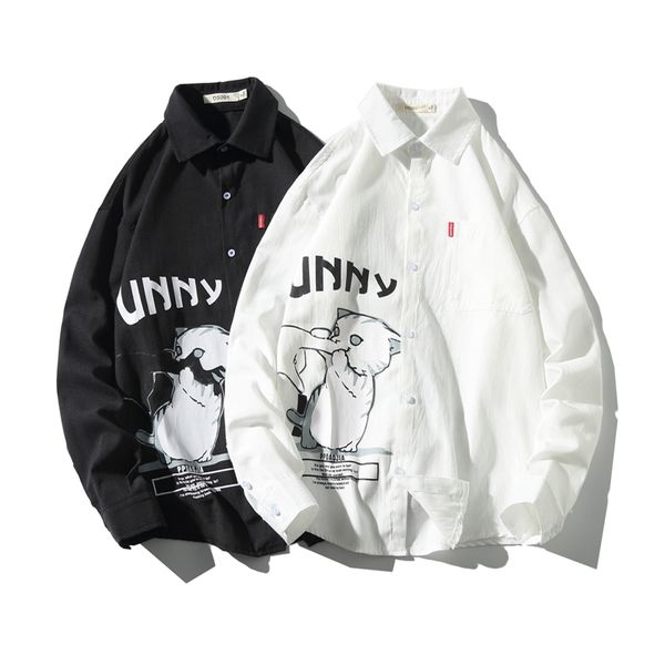 2019 men's fashion casual shirt letter printed cat shirt business casual lapel long sleeve, White;black
2019 men's fashion casual shirt letter printed cat shirt business casual lapel long sleeve, White;black