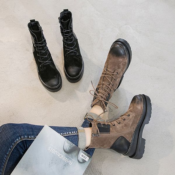 autumn and winter new boots female leather increased high boots short round side zipper wedges women', Black
autumn and winter new boots female leather increased high boots short round side zipper wedges women', Black