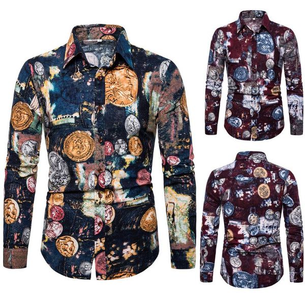 men's casual shirts lapel flower shirt fashion slim european leaf print young long sleeve for men, White;black
men's casual shirts lapel flower shirt fashion slim european leaf print young long sleeve for men, White;black