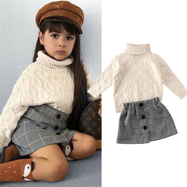 2020 new fashion fall winter kids baby girls clothes sets turtleneck knit sweater + plaid print mini skirt warm outfit 2-7y t200707, White
2020 new fashion fall winter kids baby girls clothes sets turtleneck knit sweater + plaid print mini skirt warm outfit 2-7y t200707, White