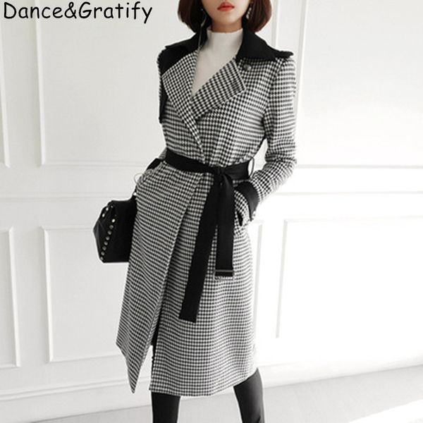 women 2019 winter elegant vintage houndstooth trench thicken warm woolen bkends coat outwear, Black
women 2019 winter elegant vintage houndstooth trench thicken warm woolen bkends coat outwear, Black