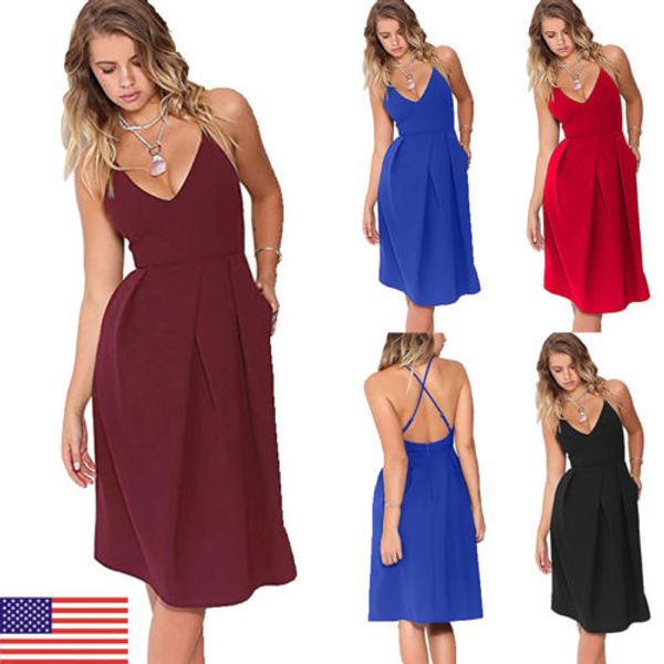 new women summer dress casual sleeveless backless evening party dress beach short midi dress, Black;gray
new women summer dress casual sleeveless backless evening party dress beach short midi dress, Black;gray