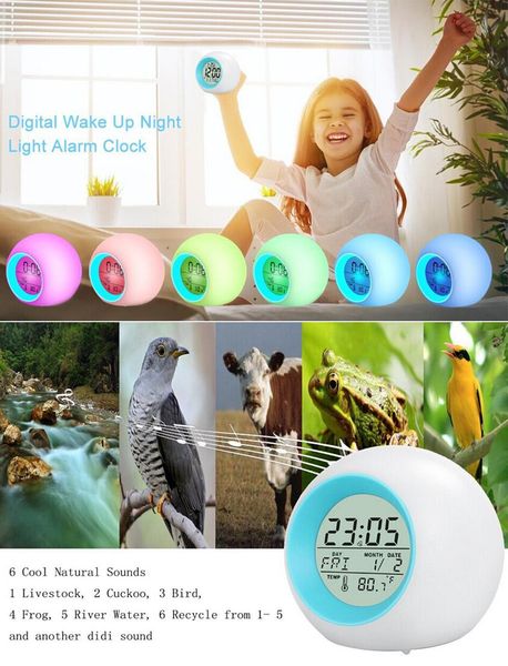 touch sensing digital alarm clock sunrise sunset rgb led wake up lights with colorful light snooze mode nature sound
touch sensing digital alarm clock sunrise sunset rgb led wake up lights with colorful light snooze mode nature sound