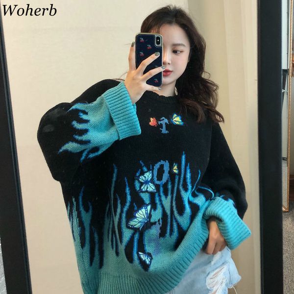 woherb autumn winter harajuku flame knit sweater butterfly embroidery womens pullover casual loose sweater women man streetwear, White;black
woherb autumn winter harajuku flame knit sweater butterfly embroidery womens pullover casual loose sweater women man streetwear, White;black