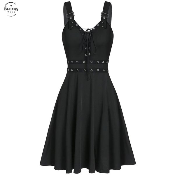women mini dresses gothic black deep v neck 2020 fall punk sleeveless rivet fashion tunic hip bandage female dress, Black;gray
women mini dresses gothic black deep v neck 2020 fall punk sleeveless rivet fashion tunic hip bandage female dress, Black;gray