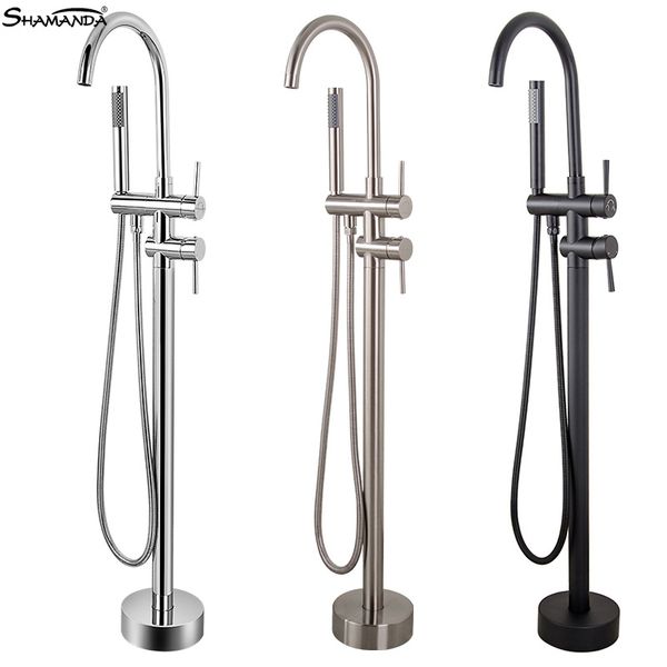 shamanda bath solid brass chrome nickel brushed black bathtub floor stand faucet mixer tap 360 rotation spout with handshower
shamanda bath solid brass chrome nickel brushed black bathtub floor stand faucet mixer tap 360 rotation spout with handshower