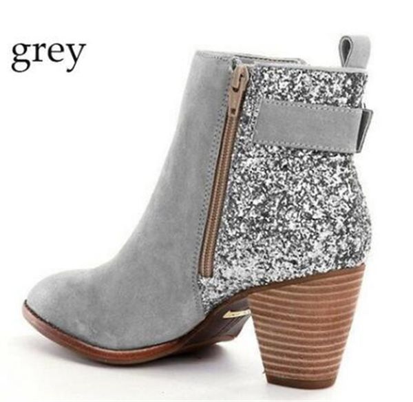 fashion ankle boots women sequins thick heels martin booties designer lady buckled pointed toe pumps side zipper shoes with box, Black
fashion ankle boots women sequins thick heels martin booties designer lady buckled pointed toe pumps side zipper shoes with box, Black