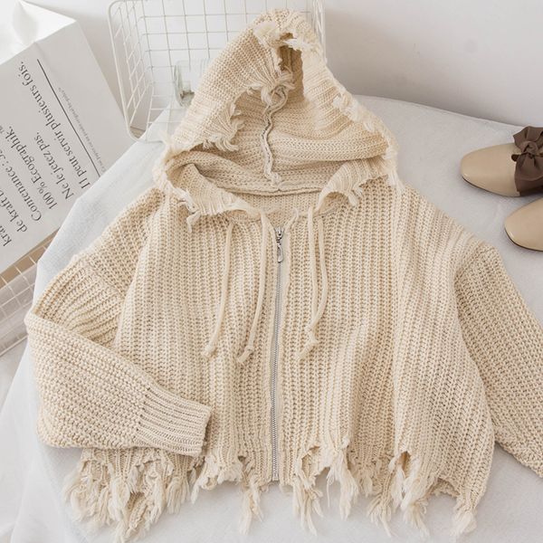 2019 new women's sweater black beige zipper knitted female casual hole street wear spring fall winter clothes women, White
2019 new women's sweater black beige zipper knitted female casual hole street wear spring fall winter clothes women, White