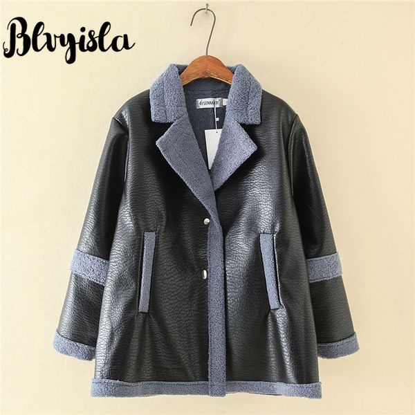 blvyisla large winter warm pu leather fleece stitching parkas long sleeve cotton blend jacket coat female chic outwear, Tan;black
blvyisla large winter warm pu leather fleece stitching parkas long sleeve cotton blend jacket coat female chic outwear, Tan;black