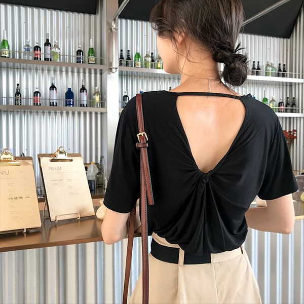 2020 t- base shirt versatile backless loose slim modal round collar short sleeve t-shirt female, White
2020 t- base shirt versatile backless loose slim modal round collar short sleeve t-shirt female, White