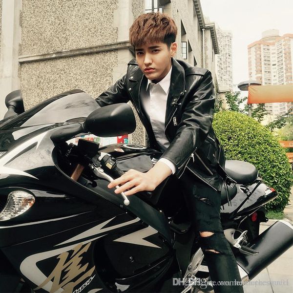 spring mens solid color outerwear lapel neck long sleeve zipper jackets fashion streetwear casual slim coats, Black;brown
spring mens solid color outerwear lapel neck long sleeve zipper jackets fashion streetwear casual slim coats, Black;brown