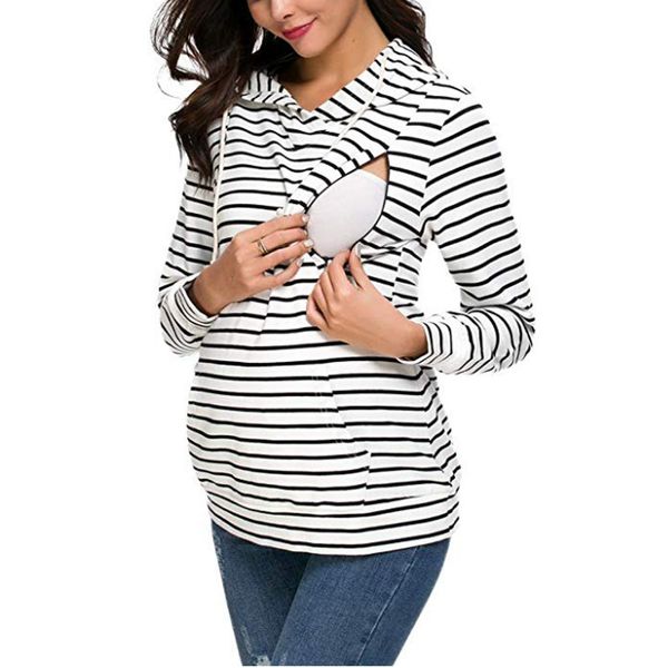 nursing breastfeeding postpartum clothing women's nursing hoodie long sleeves striped breastfeeding hoodie sweatshirt, White
nursing breastfeeding postpartum clothing women's nursing hoodie long sleeves striped breastfeeding hoodie sweatshirt, White