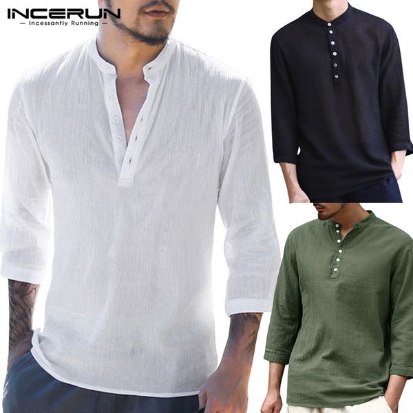 mens shirt vintage men shirt cotton v-neck 3/4 sleeve solid male casual blouse slim fit fashion men shirt plus size 3xl, White;black
mens shirt vintage men shirt cotton v-neck 3/4 sleeve solid male casual blouse slim fit fashion men shirt plus size 3xl, White;black