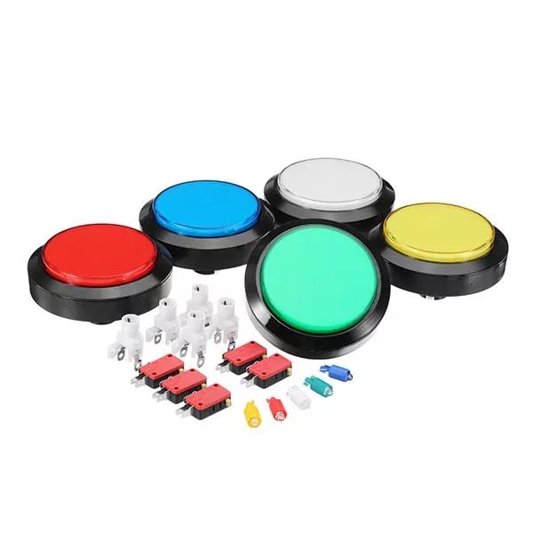 100mm 10cm Red Blue White Yellow Green Led Push Button For Arcade Game Console Controller Diy - Blue