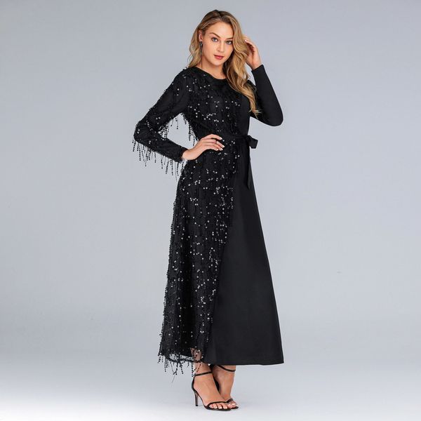 new arrival selling panel patch sequined dress long sleeve crew neck plus size ladies fashion dress, Black;gray
new arrival selling panel patch sequined dress long sleeve crew neck plus size ladies fashion dress, Black;gray