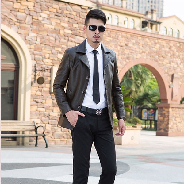 2019 new sheep skin jacket men autumn single-breasted coats men long leather windbreaker motorcycle coats yh282, Black
2019 new sheep skin jacket men autumn single-breasted coats men long leather windbreaker motorcycle coats yh282, Black