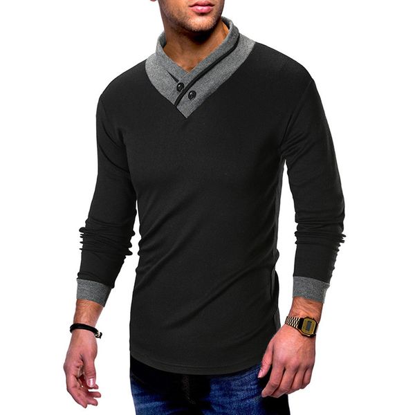 2018 new style fashion men's slim fit v neck long sleeve tee t-shirt casual patchwork button, White;black
2018 new style fashion men's slim fit v neck long sleeve tee t-shirt casual patchwork button, White;black
