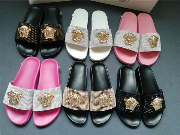 with box brand men beach slide sandals medusa scuffs 2017 slippers mens white beach fashion slip-on designer sandals us 7-12, Black
with box brand men beach slide sandals medusa scuffs 2017 slippers mens white beach fashion slip-on designer sandals us 7-12, Black